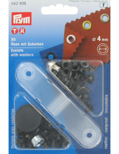 Box 50 Ösen 4 mm mit Befestigungswerkzeug - Schwarz