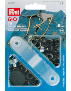 Box 40 Ösen 5 mm mit Befestigungswerkzeug - Schwarz