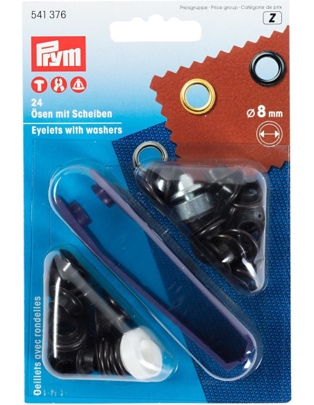 Box 24 Ösen 8 mm mit Befestigungswerkzeug - Schwarz