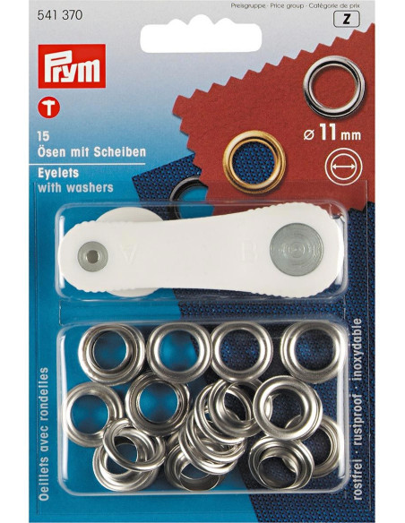 Box mit 15 Ösen 11 mm mit Befestigungswerkzeug - Silber