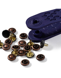 Schachtel mit 24 Nieten 9 mm mit Werkzeug - Bronze und Kupfer 2