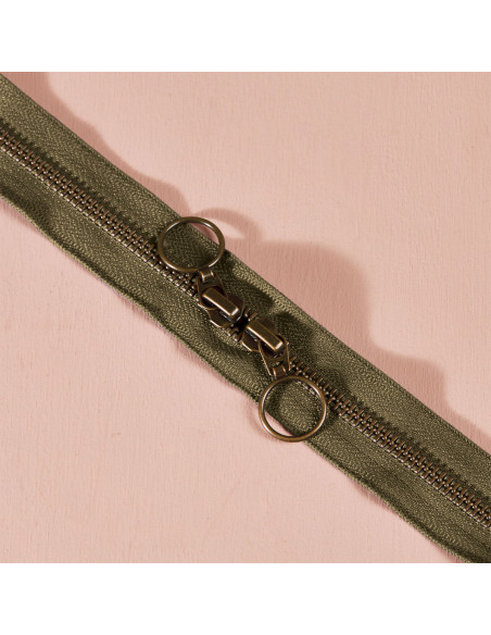Doppelreißverschluss Messing Ivy Green 60 cm - Atelier Brunette
