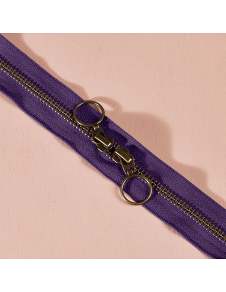 Doppelreißverschluss Messing Majestic Purple 60 cm - Atelier Brunette