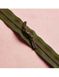 Doppelreißverschluss Messing und Ivy Green 40 cm - Atelier Brunette