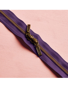 Doppelreißverschluss Messing und Majestic Purple 40 cm - Atelier Brunette