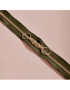 Doppelreißverschluss Gold und Ivy Green 40 cm - Atelier Brunette