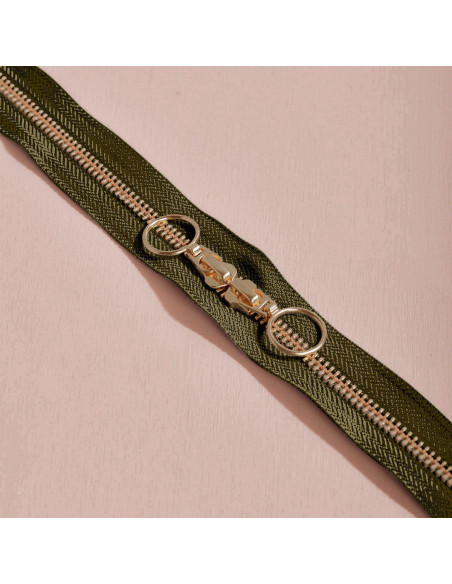 Doppelreißverschluss Gold und Ivy Green 40 cm - Atelier Brunette