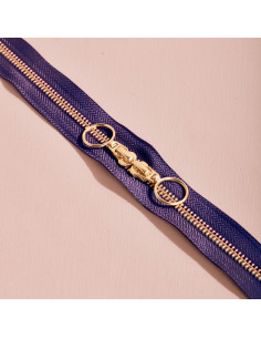 Doppelreißverschluss Gold und Majestic Purple 40 cm - Atelier Brunette