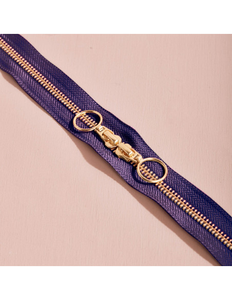 Doppelreißverschluss Gold und Majestic Purple 40 cm - Atelier Brunette