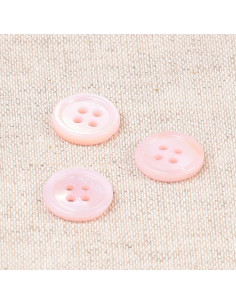 Muschelknopf 4 Löcher 11 mm - Rosa