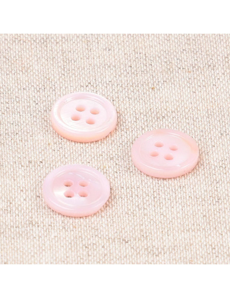 Muschelknopf 4 Löcher 11 mm - Rosa