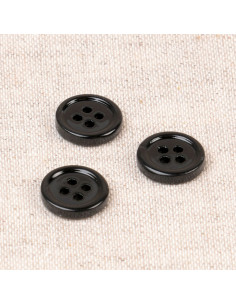 Vierloch-Muschelknopf 11 mm - Schwarz