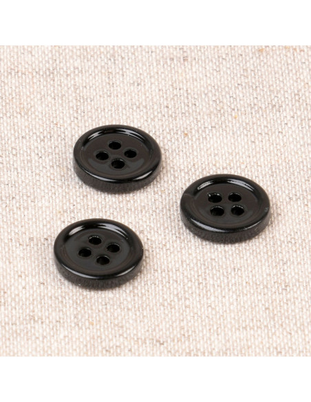 Vierloch-Muschelknopf 11 mm - Schwarz