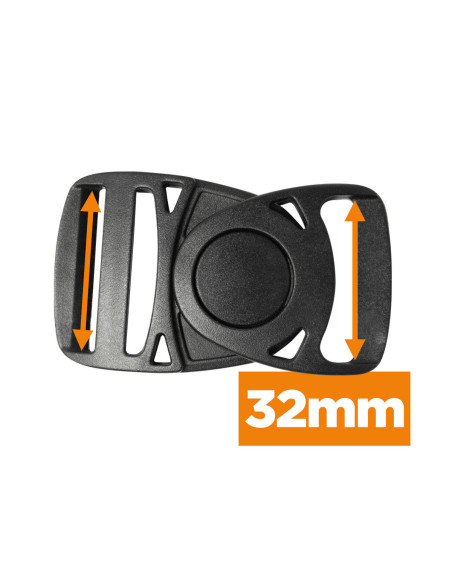 Schwenkbare Bananenschnalle 32 mm - Schwarz
