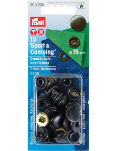 Nachfüllpackung mit 10 Druckknöpfen Sport Camping Schwarz
