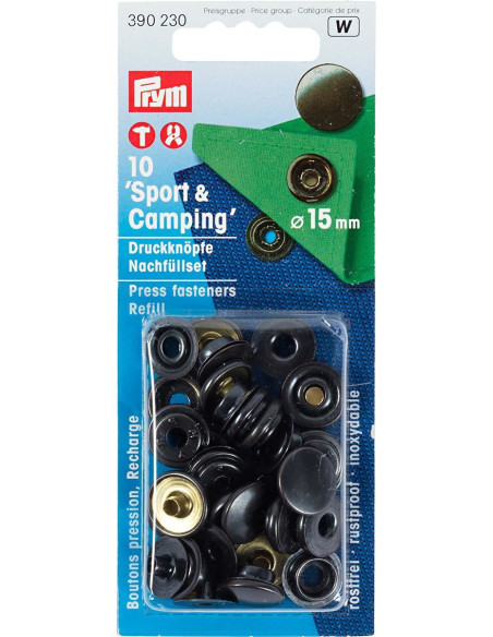 Nachfüllpackung mit 10 Druckknöpfen Sport Camping Schwarz