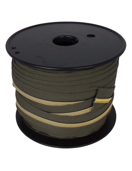 Nylon-Reißverschluss 5 mm Lurex - Khaki und Gold
