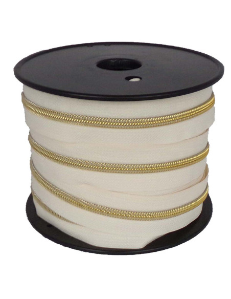Nylon-Reißverschluss 5 mm Lurex - Elfenbein und Gold