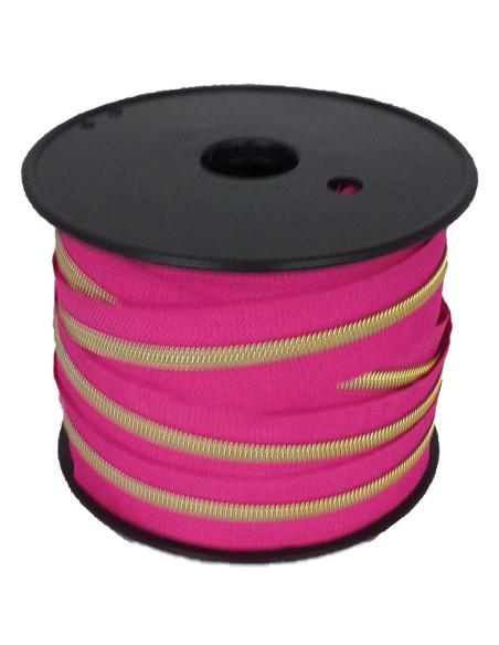 Nylon-Reißverschluss 5 mm Lurex - Fuchsia und Gold