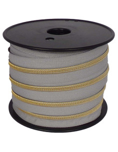 Nylon-Reißverschluss 5 mm Lurex - Taubengrau und Gold