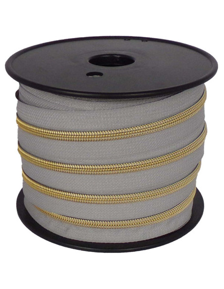 Nylon-Reißverschluss 5 mm Lurex - Taubengrau und Gold