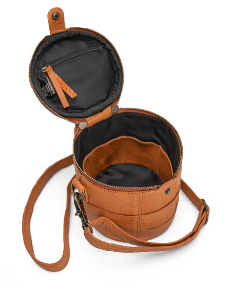 Kleine Stricktasche aus Leder Muud Saturn Mini - Whisky