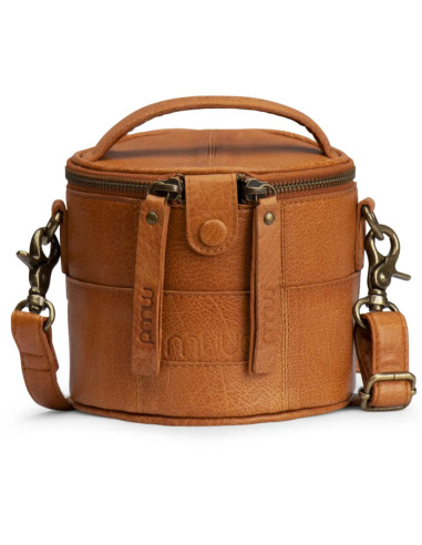Kleine Stricktasche aus Leder Muud Saturn Mini - Whisky