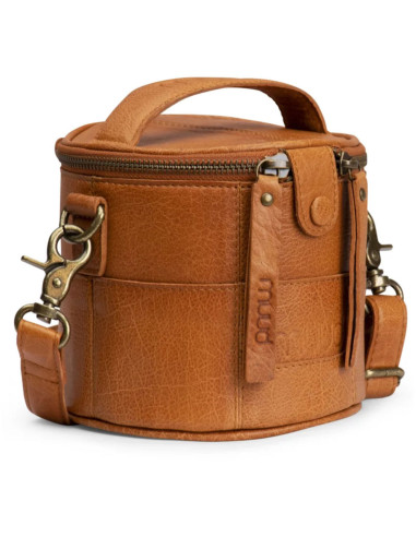 Kleine Stricktasche aus Leder Muud Saturn Mini - Whisky