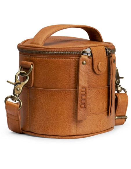 Kleine Stricktasche aus Leder Muud Saturn Mini - Whisky