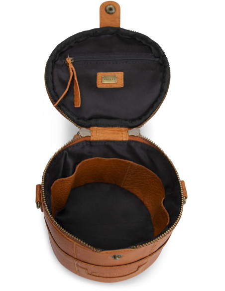 Kleine Stricktasche aus Leder Muud Saturn Mini - Whisky