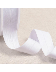Vorgefaltetes elastisches Schrägband aus Grobband, 30 mm breit - Weiß