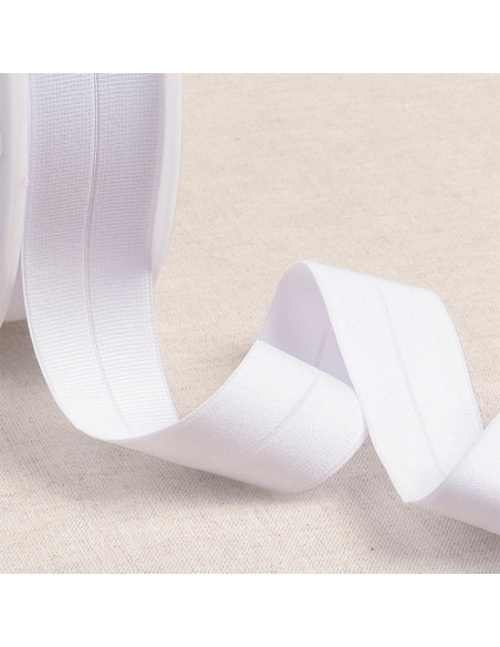 Vorgefaltetes elastisches Schrägband aus Grobband, 30 mm breit - Weiß