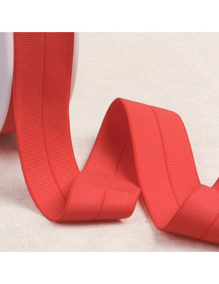 Vorgefaltetes elastisches Schrägband aus Ripsband, 30 mm breit - Rot