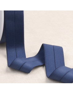 Vorgefaltetes elastisches Schrägband aus Ripsband, 30 mm breit - Marineblau