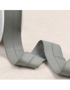 Vorgefaltetes elastisches Schrägband aus Grobband, 30 mm breit - Grau