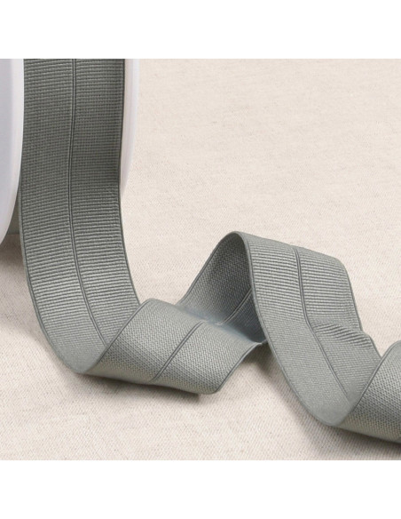 Vorgefaltetes elastisches Schrägband aus Grobband, 30 mm breit - Grau