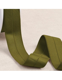 Vorgefaltetes elastisches Schrägband aus Grobband 30 mm breit - Khaki