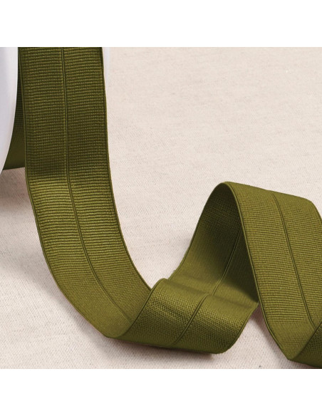 Vorgefaltetes elastisches Schrägband aus Grobband 30 mm breit - Khaki