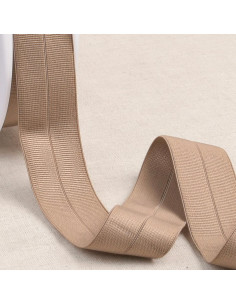 Vorgefaltetes elastisches Schrägband aus Ripsband, 30 mm breit - Hellbraun