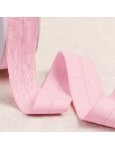 Vorgefaltetes elastisches Schrägband aus Grosgrain, 30 mm breit - Rosa