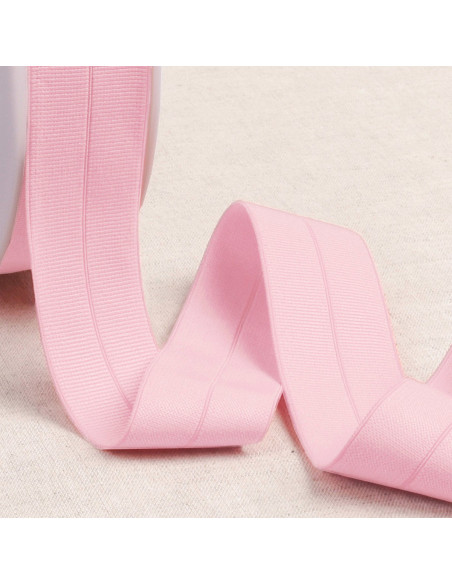 Vorgefaltetes elastisches Schrägband aus Grosgrain, 30 mm breit - Rosa