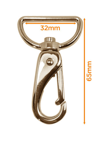 Premium-Metallkarabiner - Hellgold 65 x 32 mm