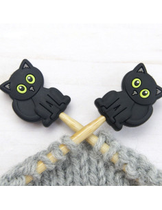 Maschenstopper für Stricknadeln - Schwarze Katze