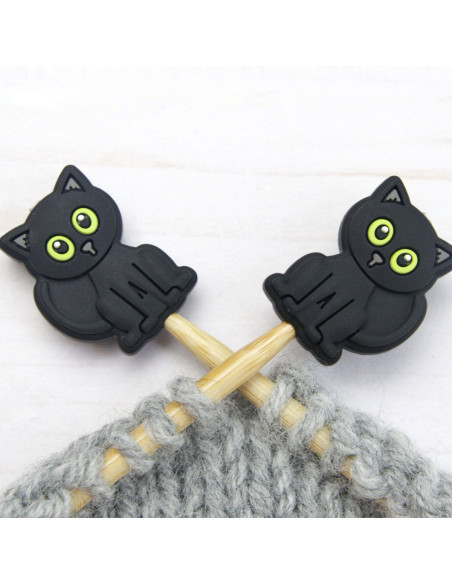 Maschenstopper für Stricknadeln - Schwarze Katze