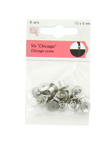 8 Sätze Chicago-Schrauben 10 mm x 6 mm - Silber