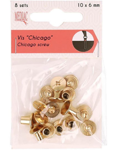 8 Sätze Chicago-Schrauben 10 mm x 6 mm - Gold
