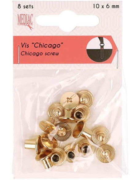 8 Sätze Chicago-Schrauben 10 mm x 6 mm - Gold