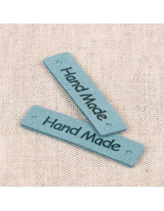 Set von 6 Kunstleder-Etiketten - Hand Made blau