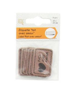 Set aus 6 Kunstleder-Etiketten - Mit Liebe gemacht beige 2
