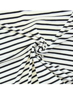 Gestreifter Bretonischer Jersey-Stoff - Ecru und Schwarz